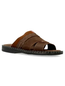 Online SAKUT Sandalia pala piel nobuck marrón hombre