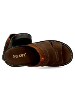Online SAKUT Sandalia pala piel nobuck marrón hombre