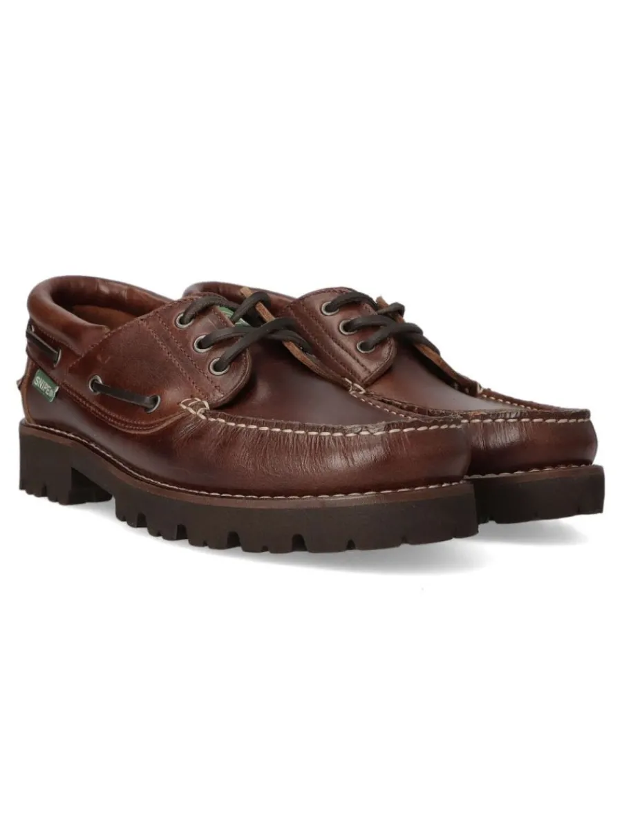 Hot SNIPE Náutico ligero piel hombre SNI 21290 MARRON