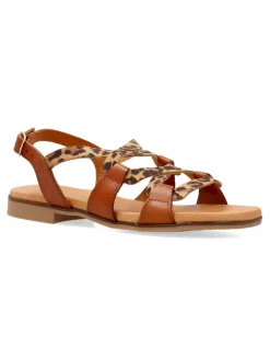 Clearance VANESSA CALZADOS VANESSA Sandalia plana piel print leopardo confort