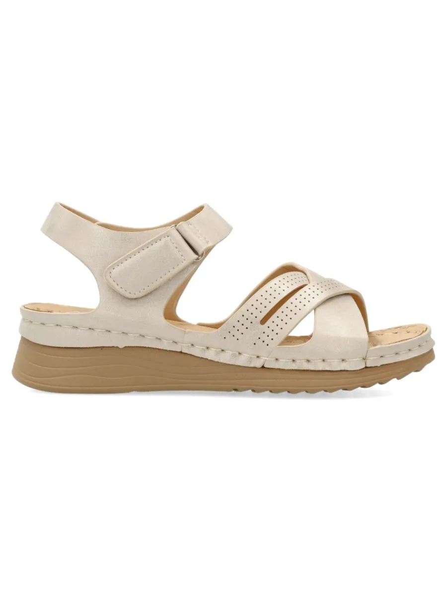 Discount VVNN Sandalia confort metalizada tiras cruzadas