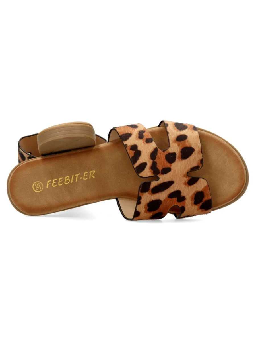 Clearance VVNN Sandalia plana estampado leopardo