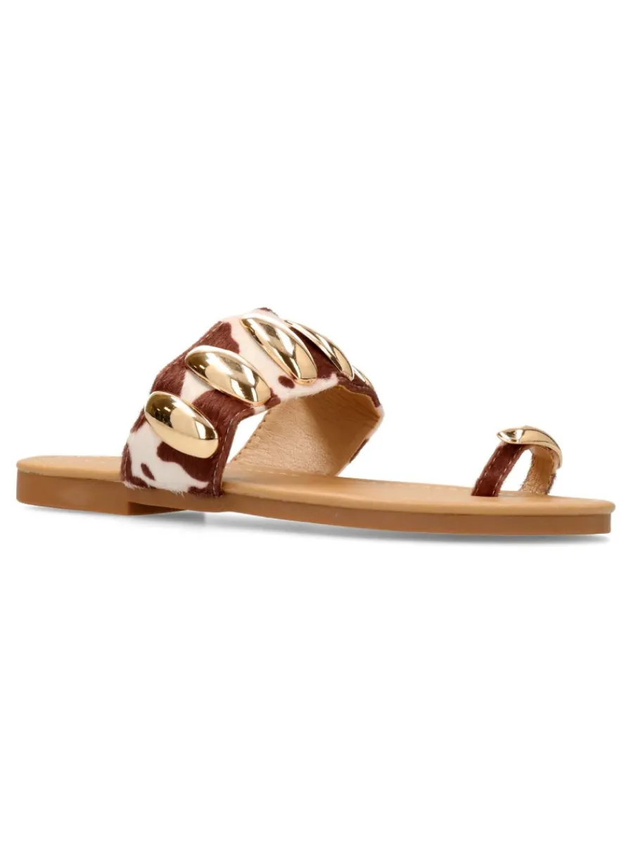 Fashion VVNN Sandalia plana print cebra mujer