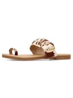 Fashion VVNN Sandalia plana print cebra mujer