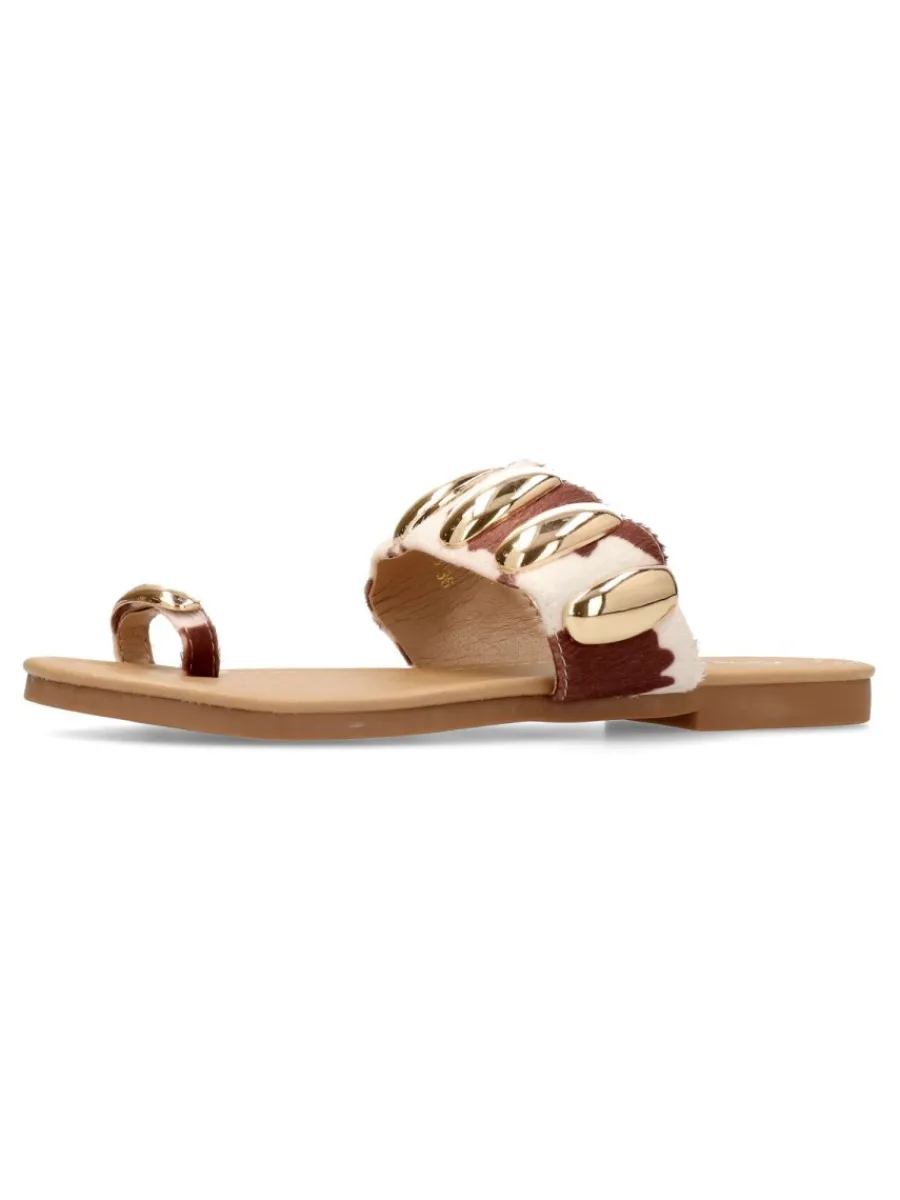 Fashion VVNN Sandalia plana print cebra mujer