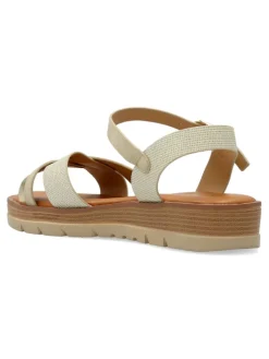 Best VVNN Sandalia tiras metalizadas confort