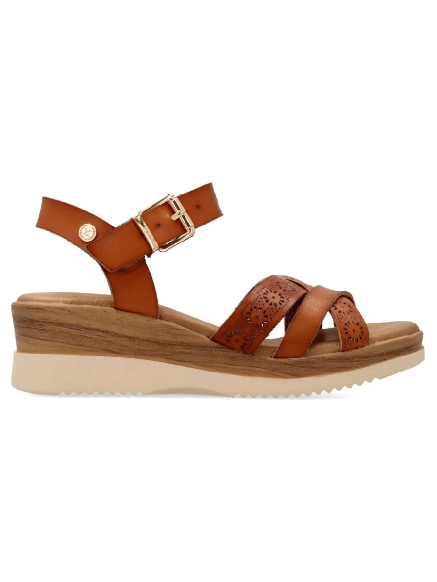 Best XTI Sandalia confort tiras troqueladas mujer