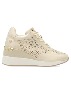 New XTI Zapato metalizado casual cuña mujer