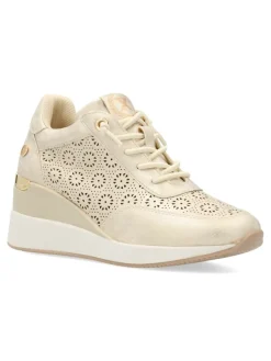 New XTI Zapato metalizado casual cuña mujer