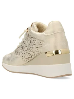 New XTI Zapato metalizado casual cuña mujer