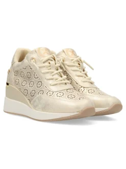 New XTI Zapato metalizado casual cuña mujer