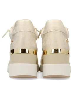 New XTI Zapato metalizado casual cuña mujer